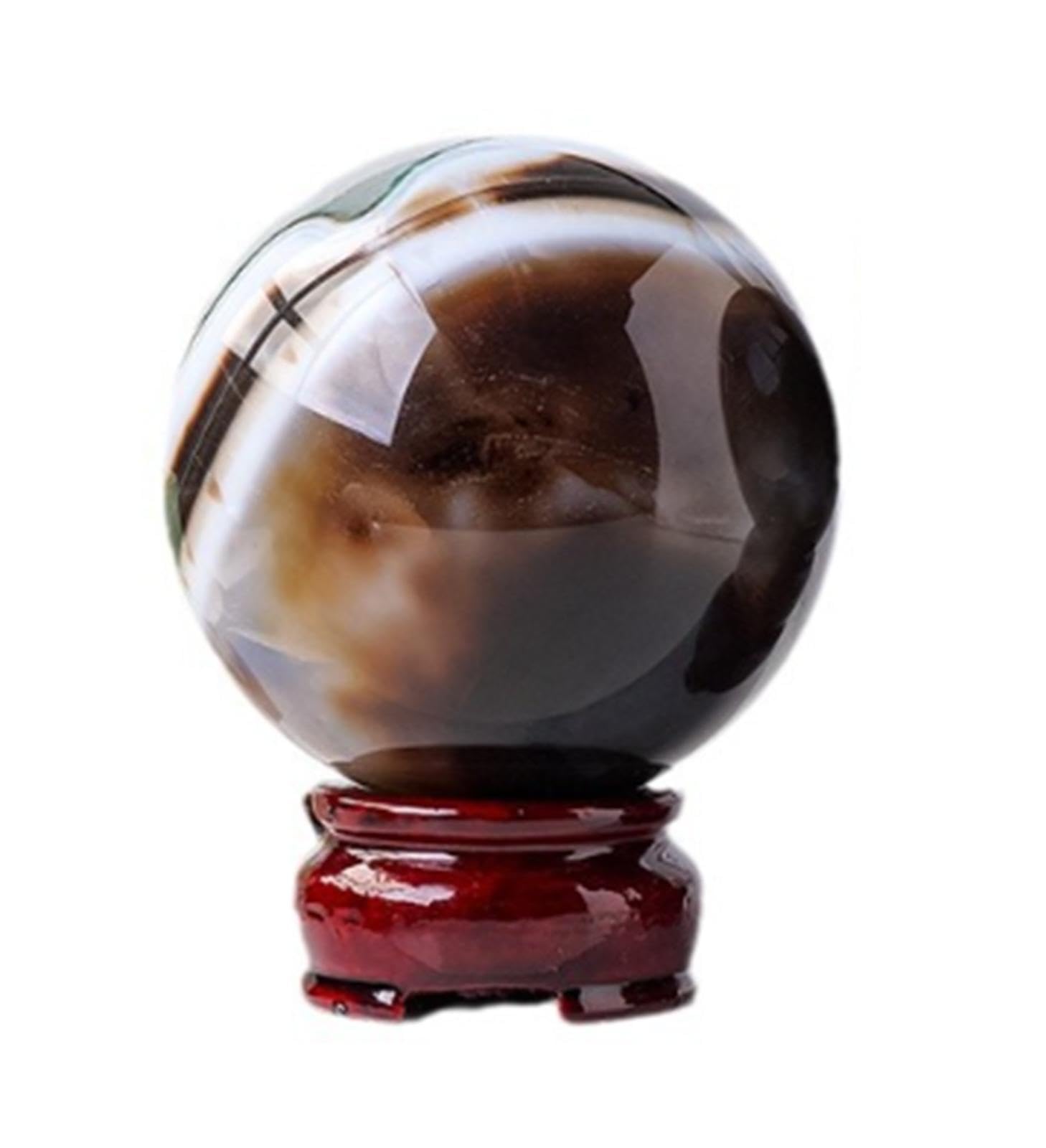 AARTERZZA Polished Black and White Striped Agate Crystal Ball Gemstone Sphere Home Office Decorative Balls Feng Shui Ornament,75-80mm