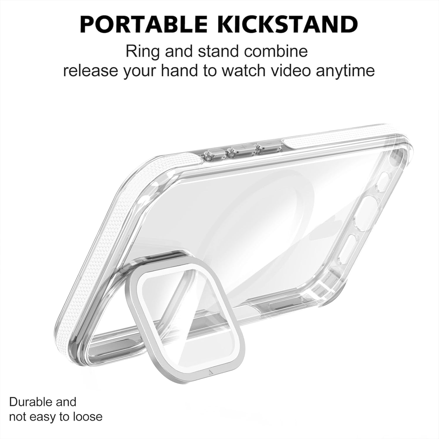 for iPhone 17 Magnetic Clear Case, MagSafe Compatible, Kickstand & Lens Protection, Soft Shockproof Bumper, Non-Yellowing Cover with Wrist Lanyard