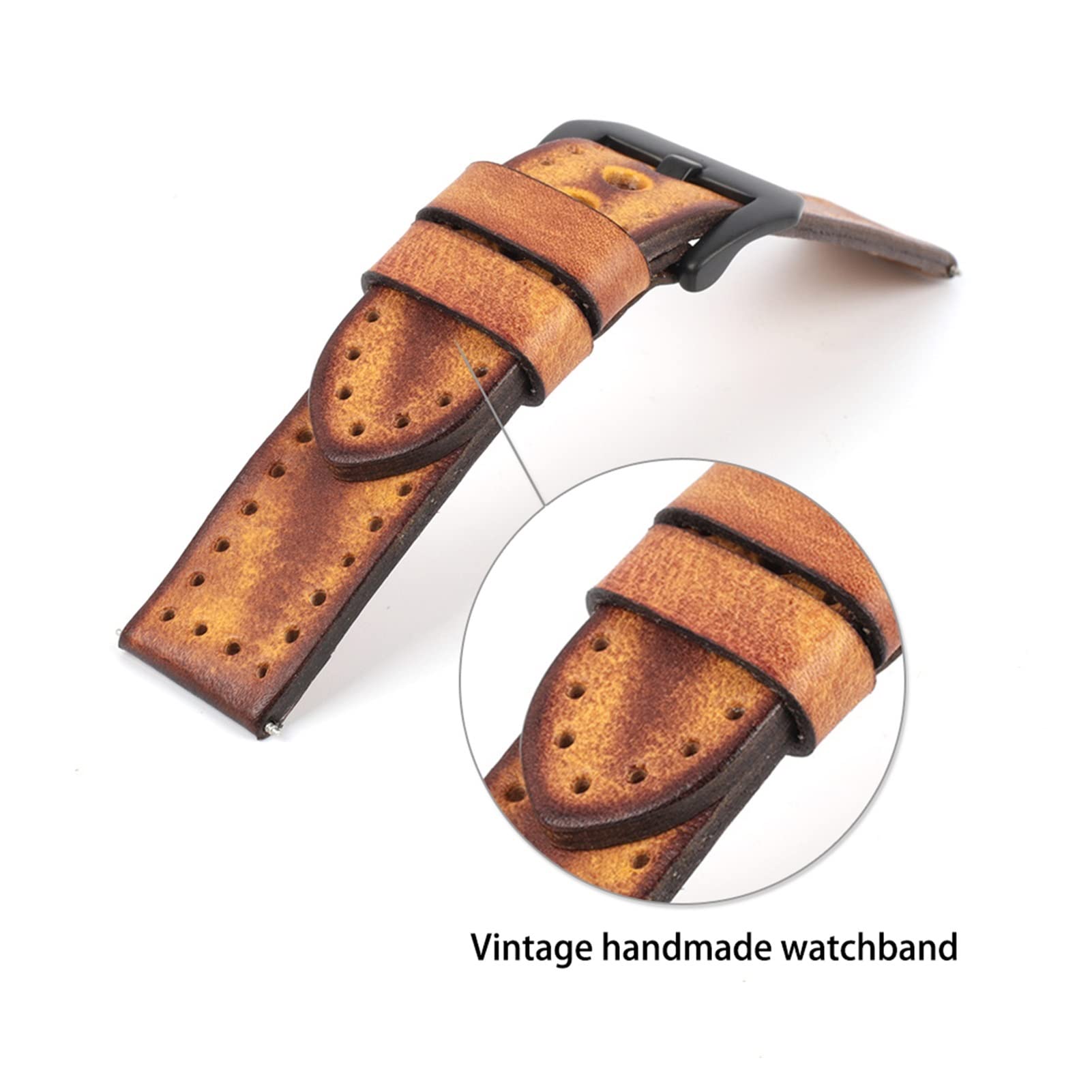 Vintage Leder Uhrenarmband 20mm 22mm 24mm handgenähtes Herrenarmband Ersatz passend für