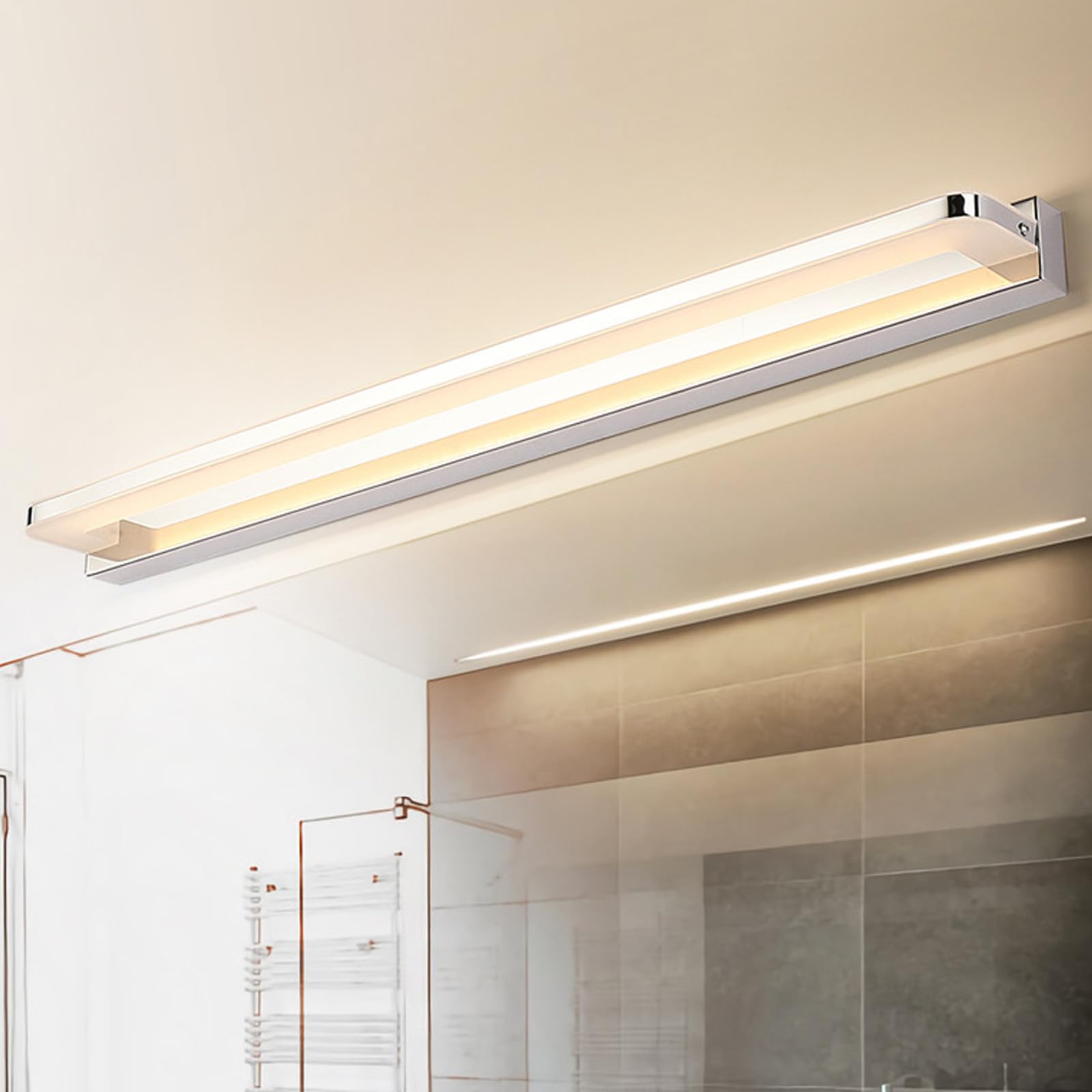Apliques de pared LED modernos color plata con luz cálida de 40cm para baño e interior 8
