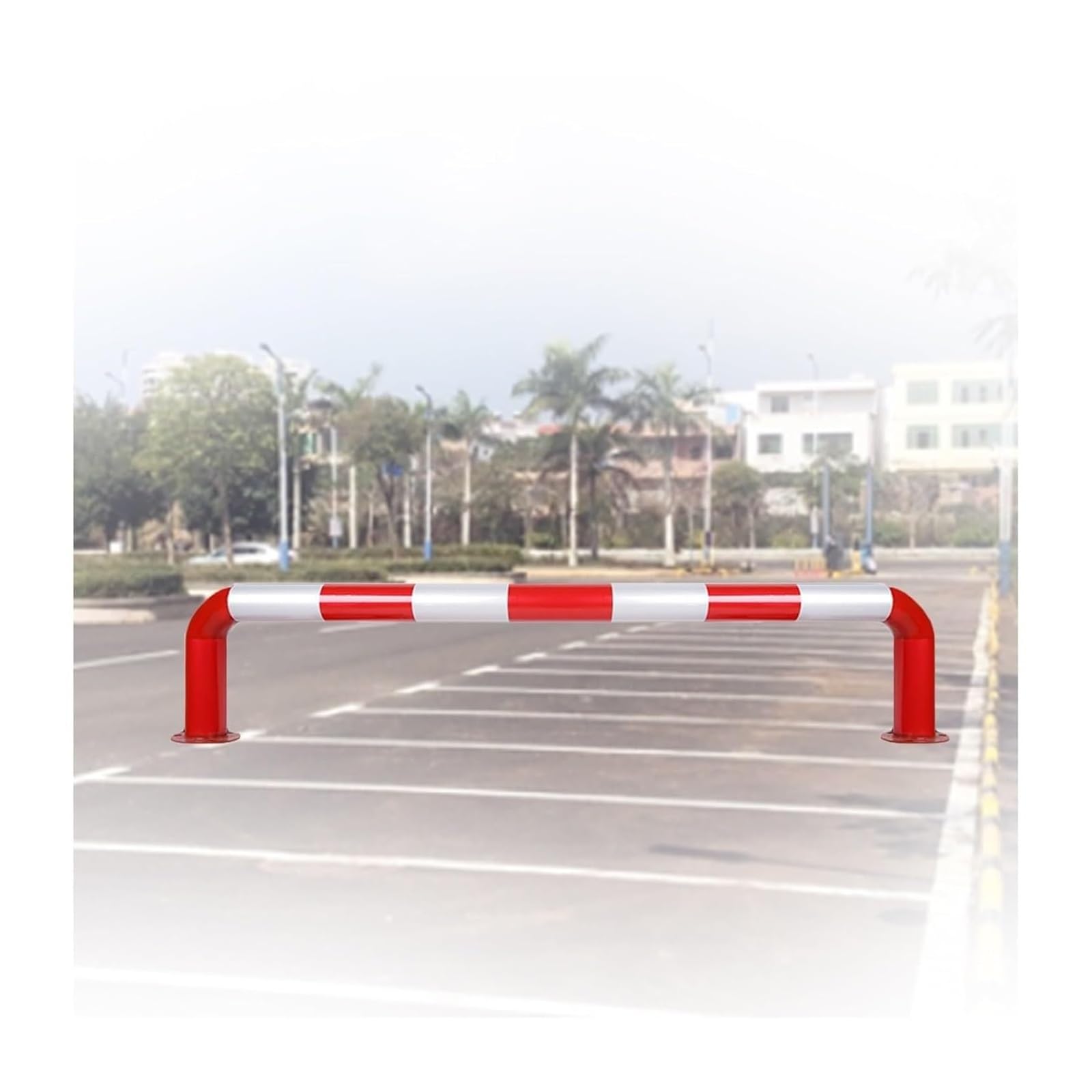 CWCQGH U Shape Security Bollards Garage & Parking Lot Protection - Steel Car Blocker, Reflective Safety Barrier (150x30cm)