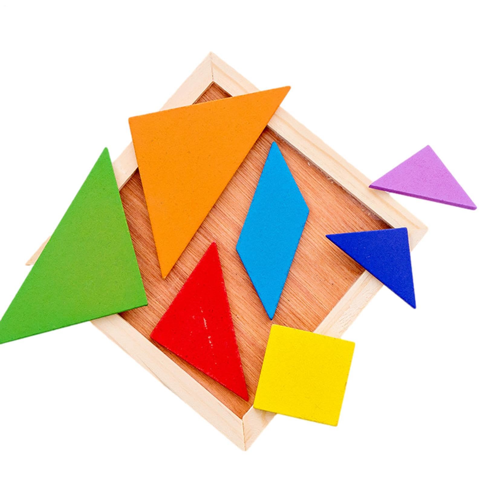Tangram Gioco di pensiero – Set di mattoncini da costruzione in legno da 40 g, attività di apprendimento geometrico, puzzle per l'educazione precoce, gioco per casa, viaggi, vacanze, campeggio