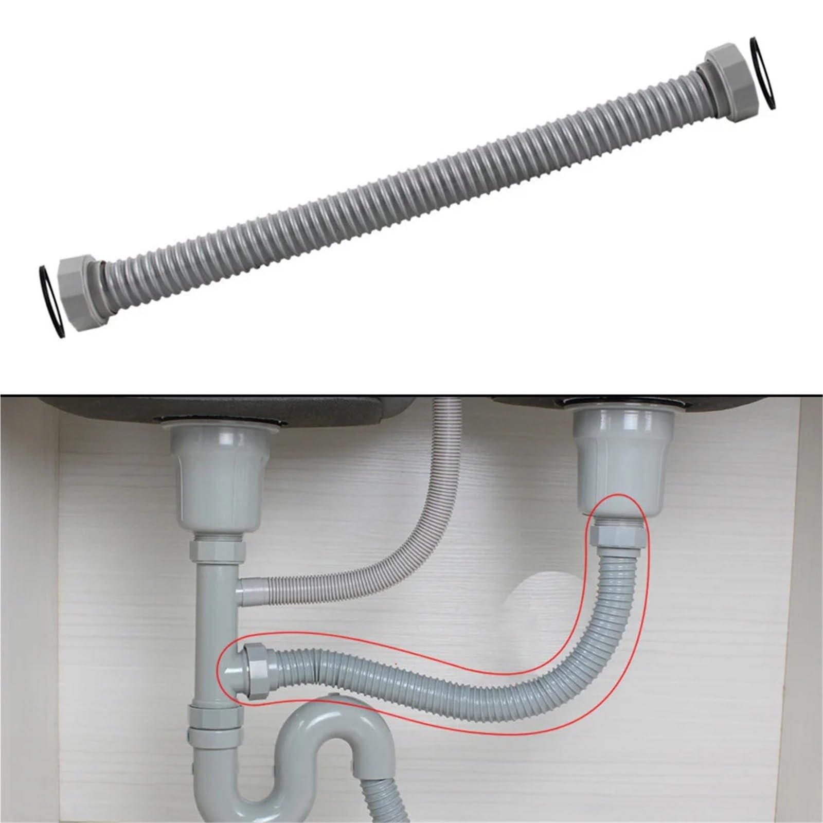 2 stücke Waschbecken Abflussrohr 45cm Küche Ablauf Schlauch Anschluss Drainage Rohr Doppel Headed Spirale Gewinde