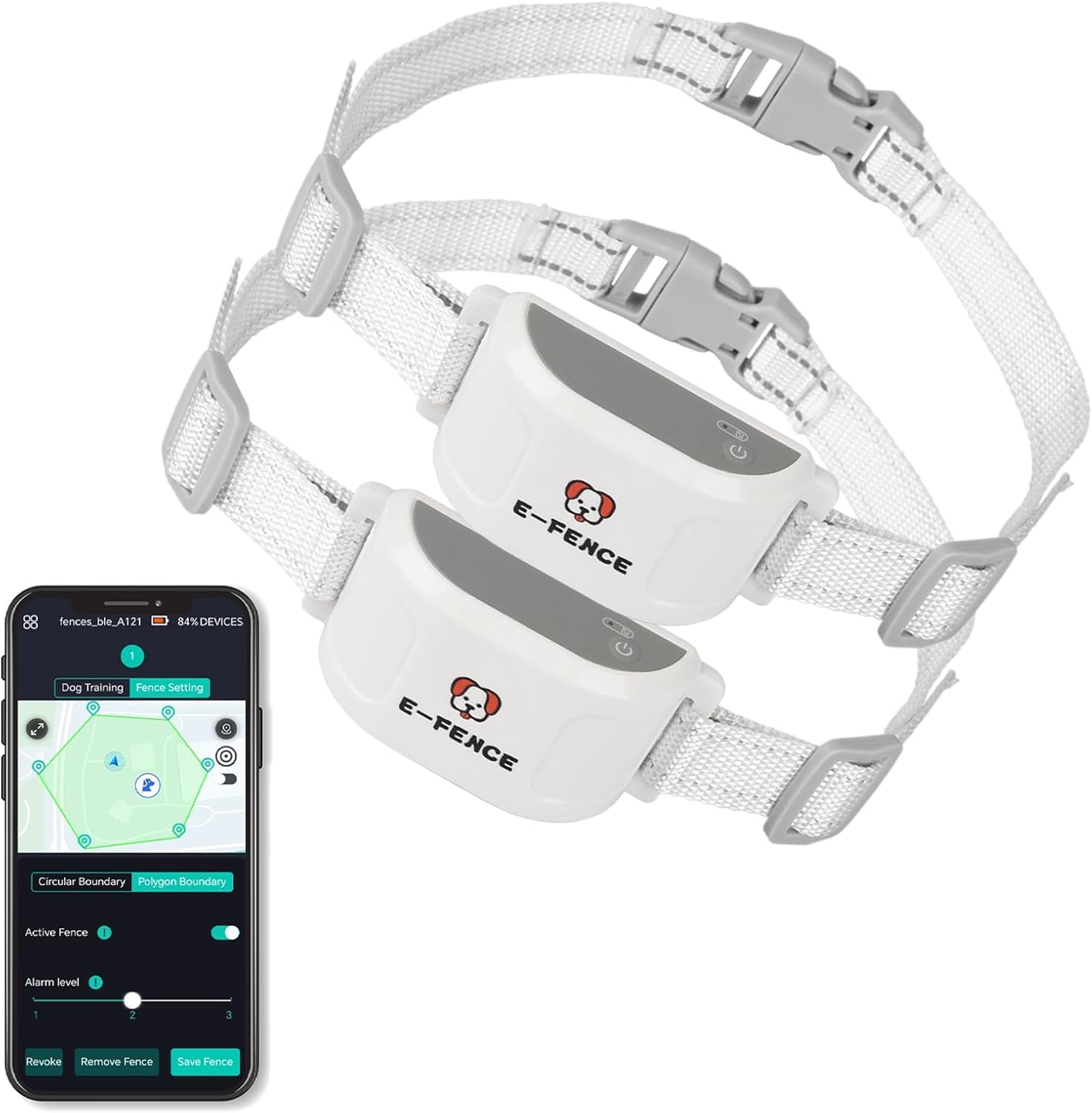 E-FENCE 2 Pack 3-in-1 GPS Dog Tracker/Training Collar/Electronic Fence Wireless Electric Collar Fence for Dogs,Adjustable Irregular Boundary,Pet Containment System,Outdoor Use Only