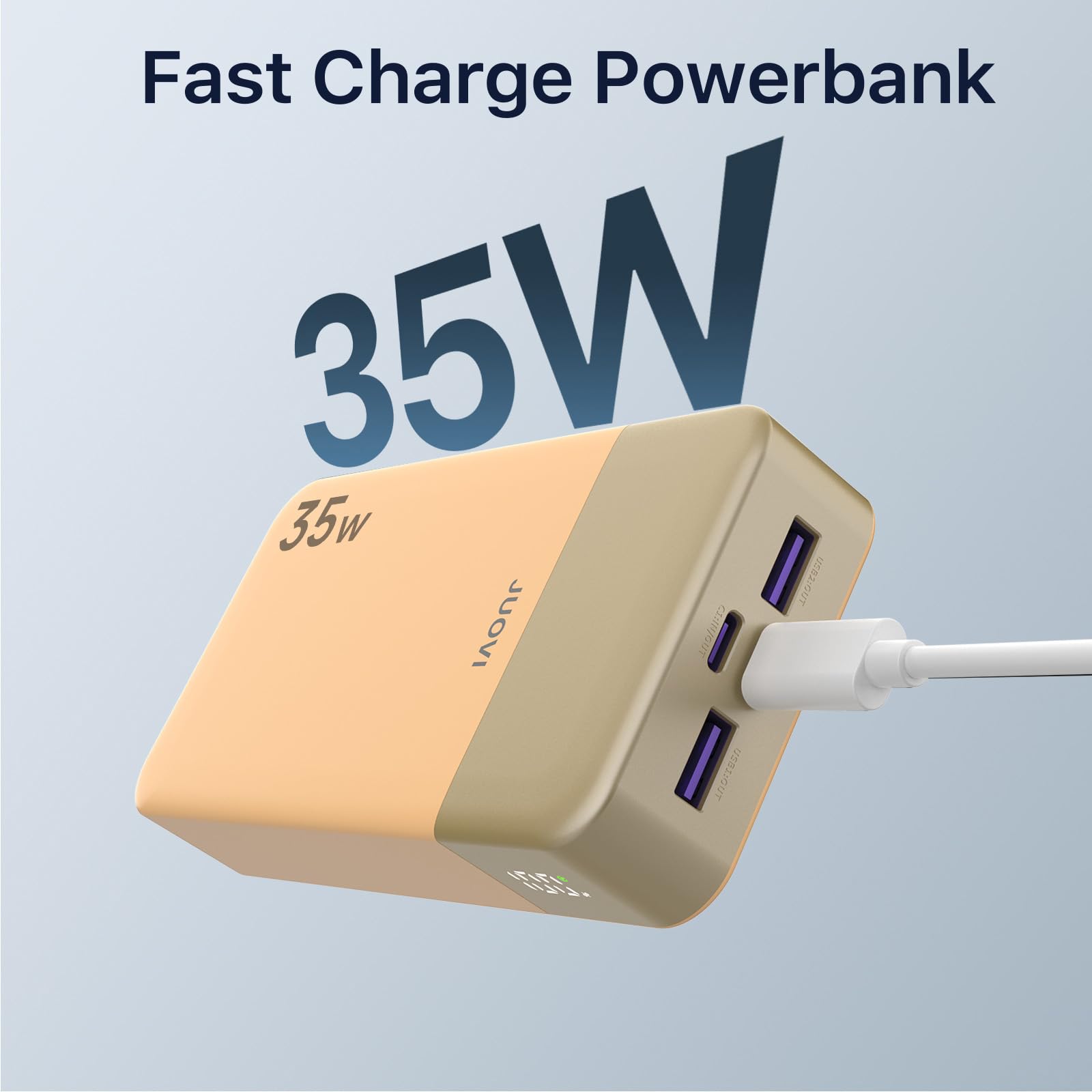 JUOVI J2651 Power Bank 35W 20000mAh USB C In & Out Power Bank, pacco batteria con QC3.0+PD3.0 35W ad alta velocità di ricarica per auricolari Bluetooth, telefono cellulare, tablet (Arancione)