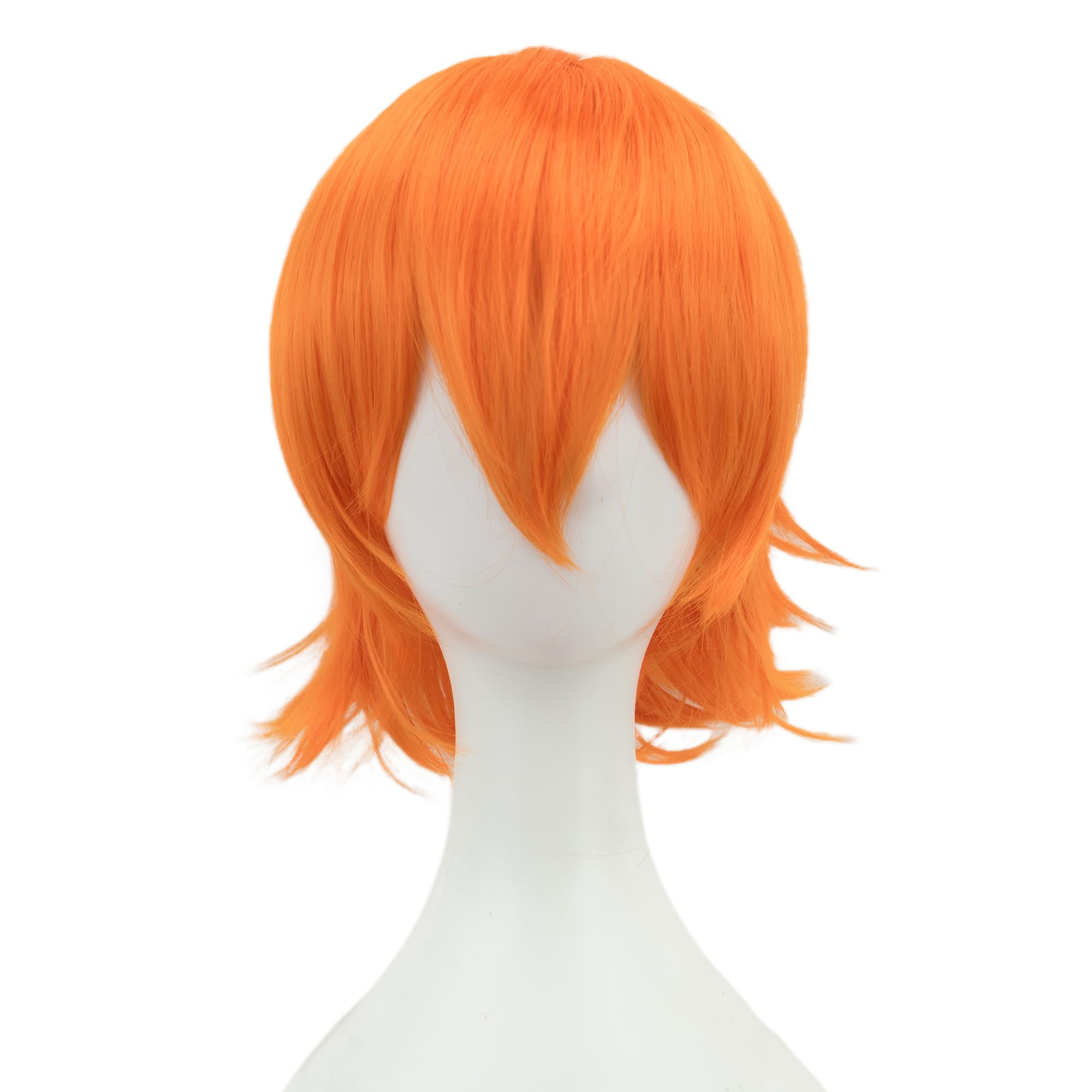 IMISSU Unisex Short Hair Party Wig with Bangs Halloween Costume Wigs (Bright Orange) - Image 2