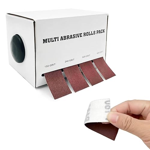 Miniatura 6 de Emery - Rollo de papel de lija de grano 600, 150, 240, 320, 400, 600, con soporte de gancho y bucle para madera, automoción y pequeños proyectos,