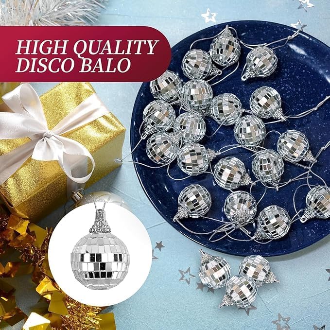 Avanti Creations 4 cm Mirror Disco Balls – Pack of 12 | Christmas Tree Hanging Ornaments | Silver Disco Party Decoration Balls | Home, Wedding & Xmas Décor Accessories 2