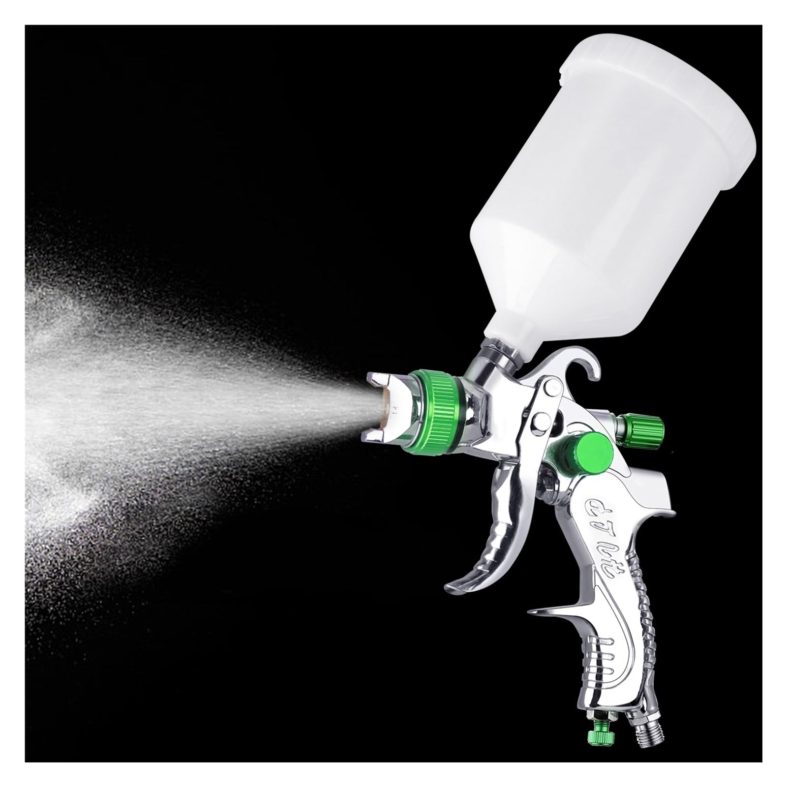 Pistolet do malowania natryskowego Pistolet Natryskowy Pneumatyczny 600 Ml Z Dyszami 1,4/1,7/2,0 Mm Do Precyzyjnego Malowania(Green with 50 funnel)