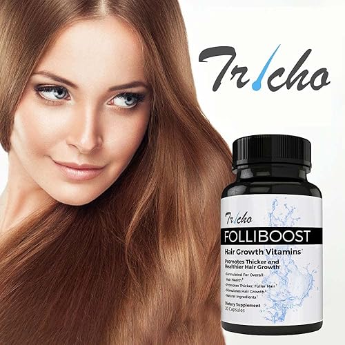 Miniatura 8 de Folliboost Tricho Vitaminas para el crecimiento del cabello, con biotina, vitamina C, zinc y vitamina B12, ayuda a promover el crecimiento grueso y