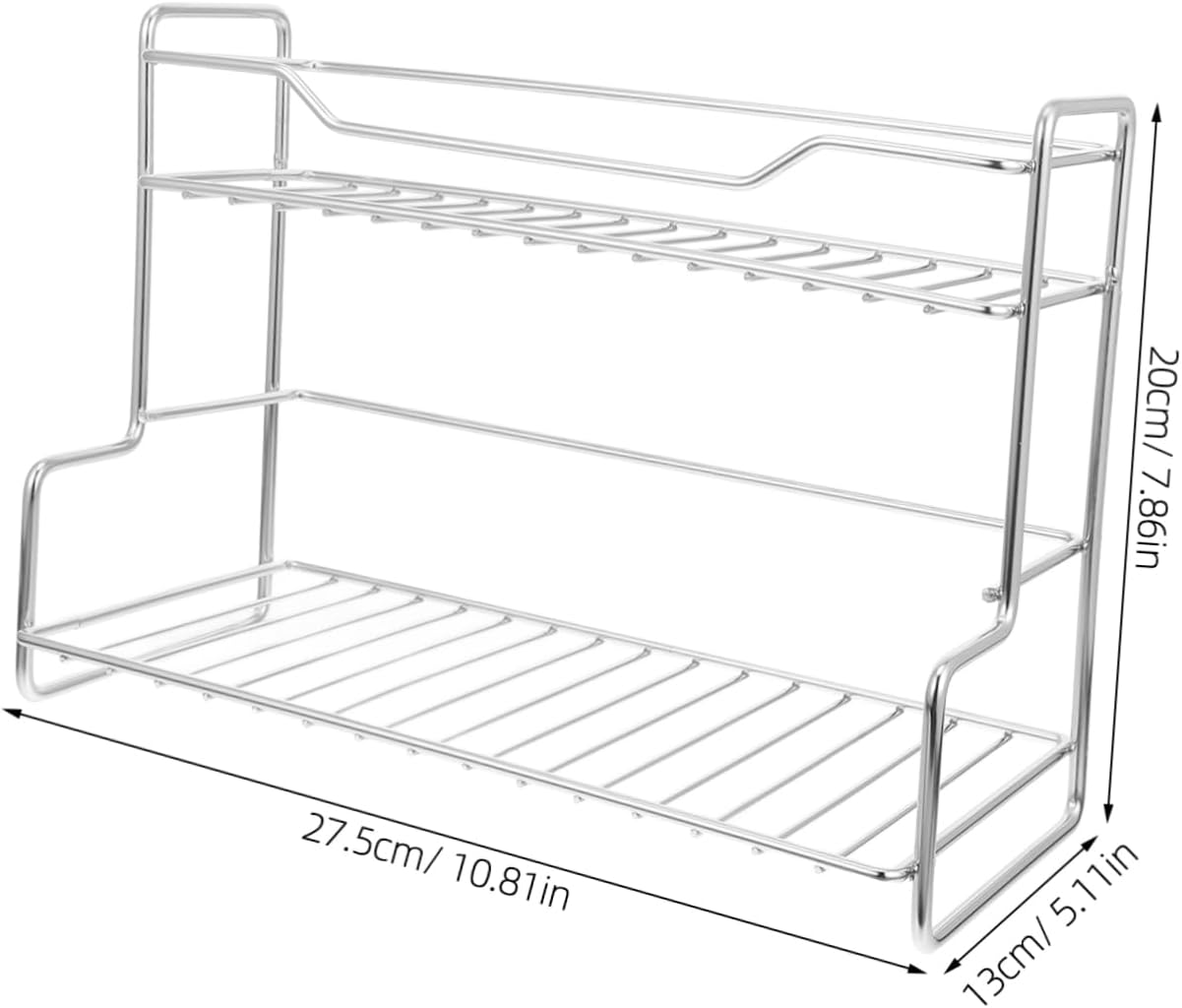 Stainless Steel Double-Layer Makeup Organizer Rack for Bathroom Countertop Storage Easy to Assemble Multi-Functional Shelf for Kitchen and Bedroom Use