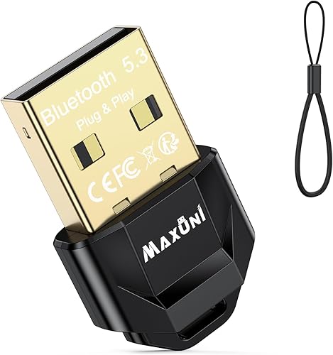 Adaptador Bluetooth para PC 5.3, Maxuni USB Bluetooth Dongle 5.3 EDR adaptador para portátil, teclado, ratón, auriculares, altavoces, Bluetooth de