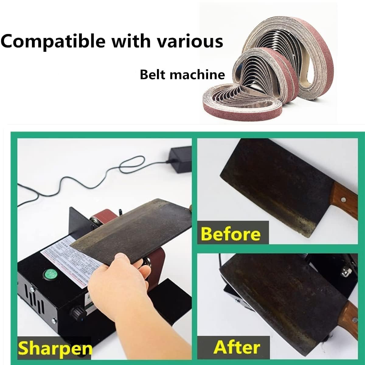 Lijadora de banda de 1-1/2 x 30 pulgadas, bandas de lijado de óxido de aluminio para lijadora de banda, papel de lijadora de banda con grano 60 para un uso eficiente y duradero, paquete de 10
