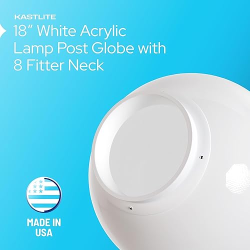 Miniatura 7 de KastLite Globo de poste de lámpara acrílica blanca de 18 pulgadas  Textura suave con cuello de ajuste de 8 pulgadas  Fabricado en los Estados Unidos