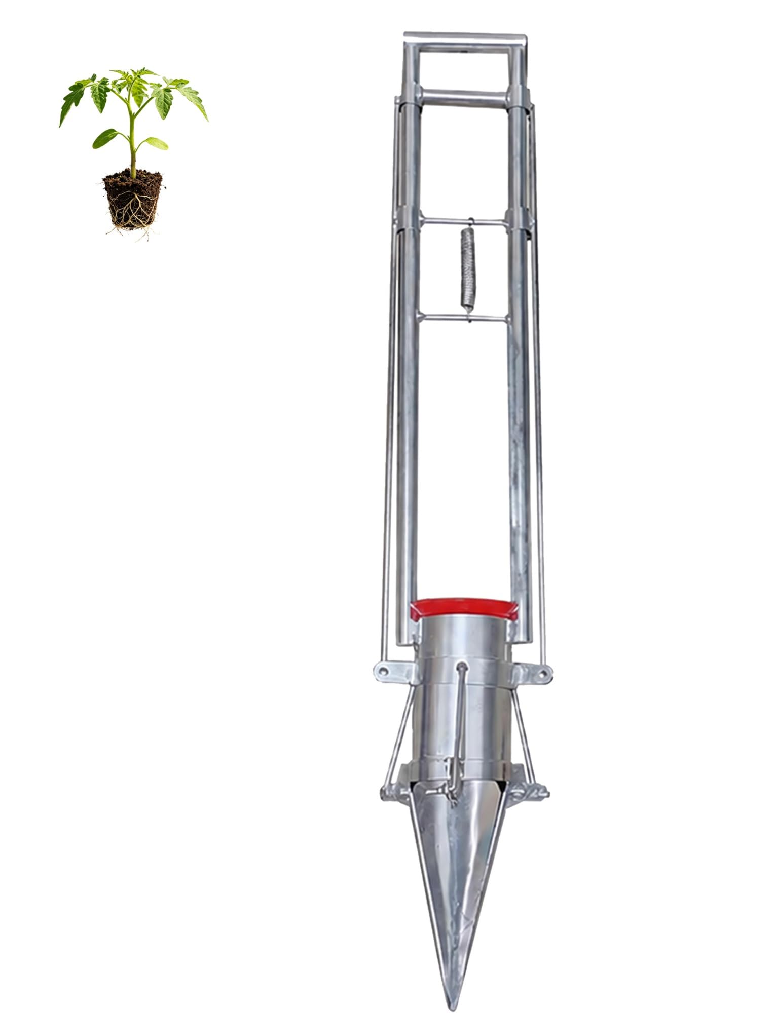 Strumento for piantare bulbi a manico lungo, trapiantatrice for piantine a 3 aperture, creatore manuale di fori da giardino in acciaio inossidabile for letti di verdure(3 in/7.6 cm,7.9 in/20 cm)