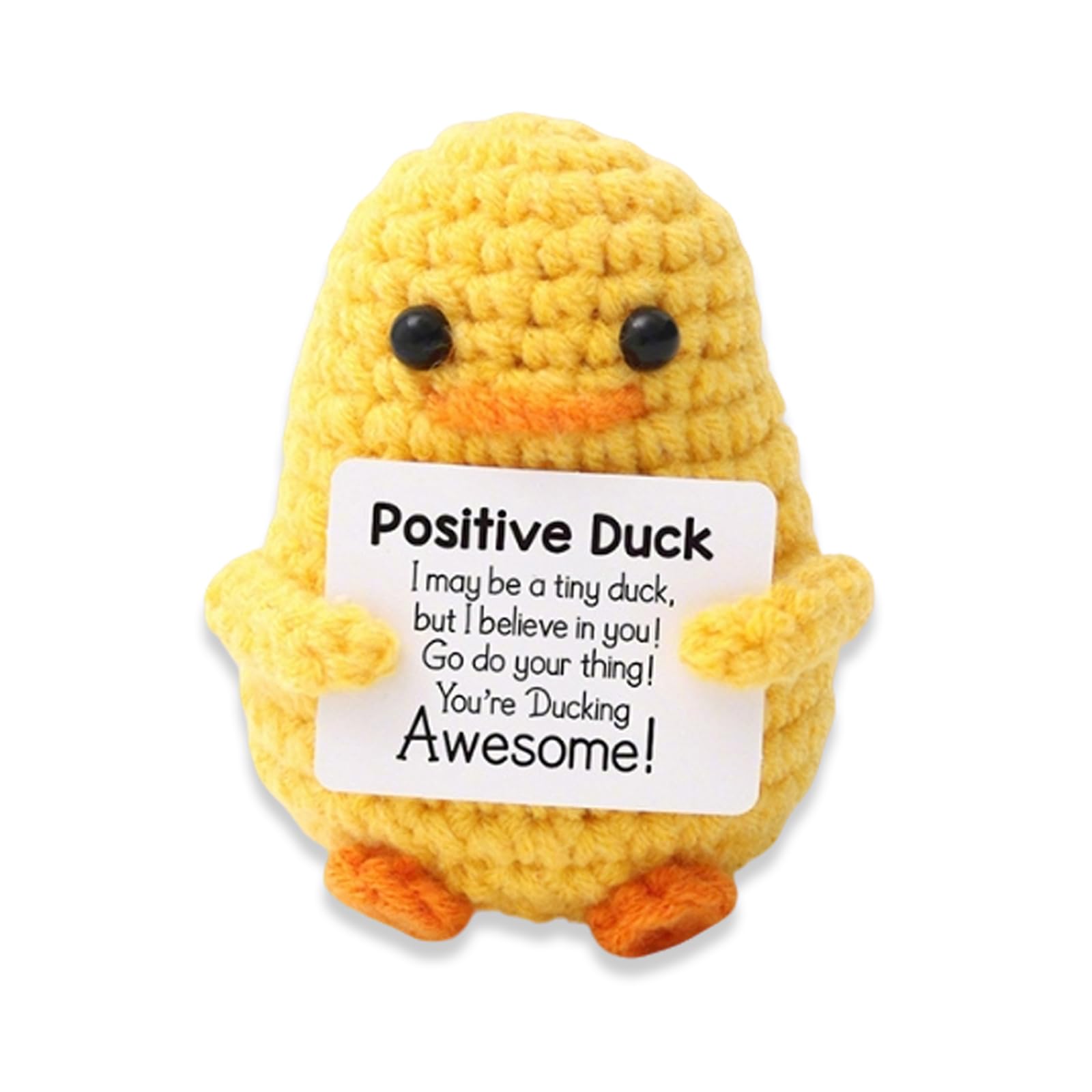 HattusaShield Positive Duck Gifts, Positive Emotional Support Duck Crochet with Card, Handmade Motivational Good Luck Mini Cute Encouraging Gift for Friend Classmate Kids Family