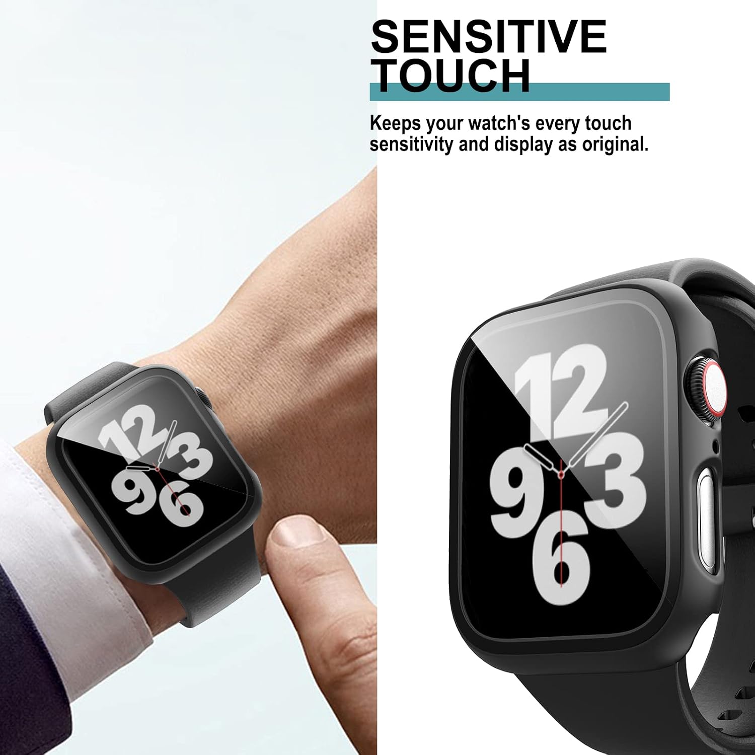 Landhoo 6 Pack case for Apple Watch Series 7 41mm Screen Protector with Tempered Glass, Hard PC HD Full Cover Protective iwatch S7.