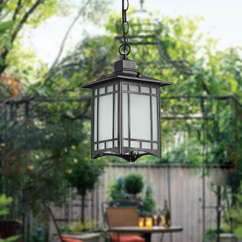 Retro Hängeleuchte IP54 – Schwarz, Aluminium & Glas, Wasserdicht, Höhenverstellbar, Für Garten & Balkon