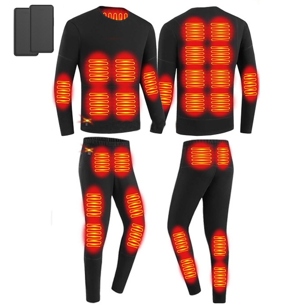 Conjunto de Ropa Interior térmica para Hombre con batería Externa, 28 Zonas de Calentamiento, Ideal para Caza y Pesca.