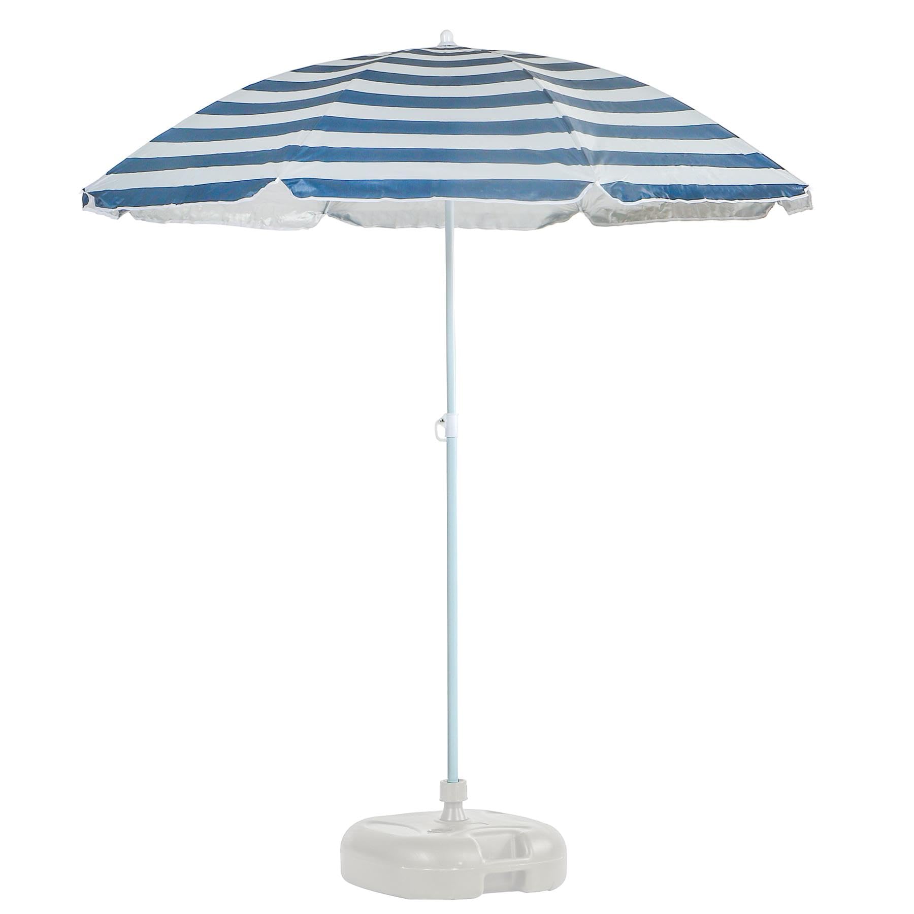 Harbour Housewares1x 1.8m Metal Beach Parasol with Base - Portable Outdoor Garden Patio Umbrella Sun Shade