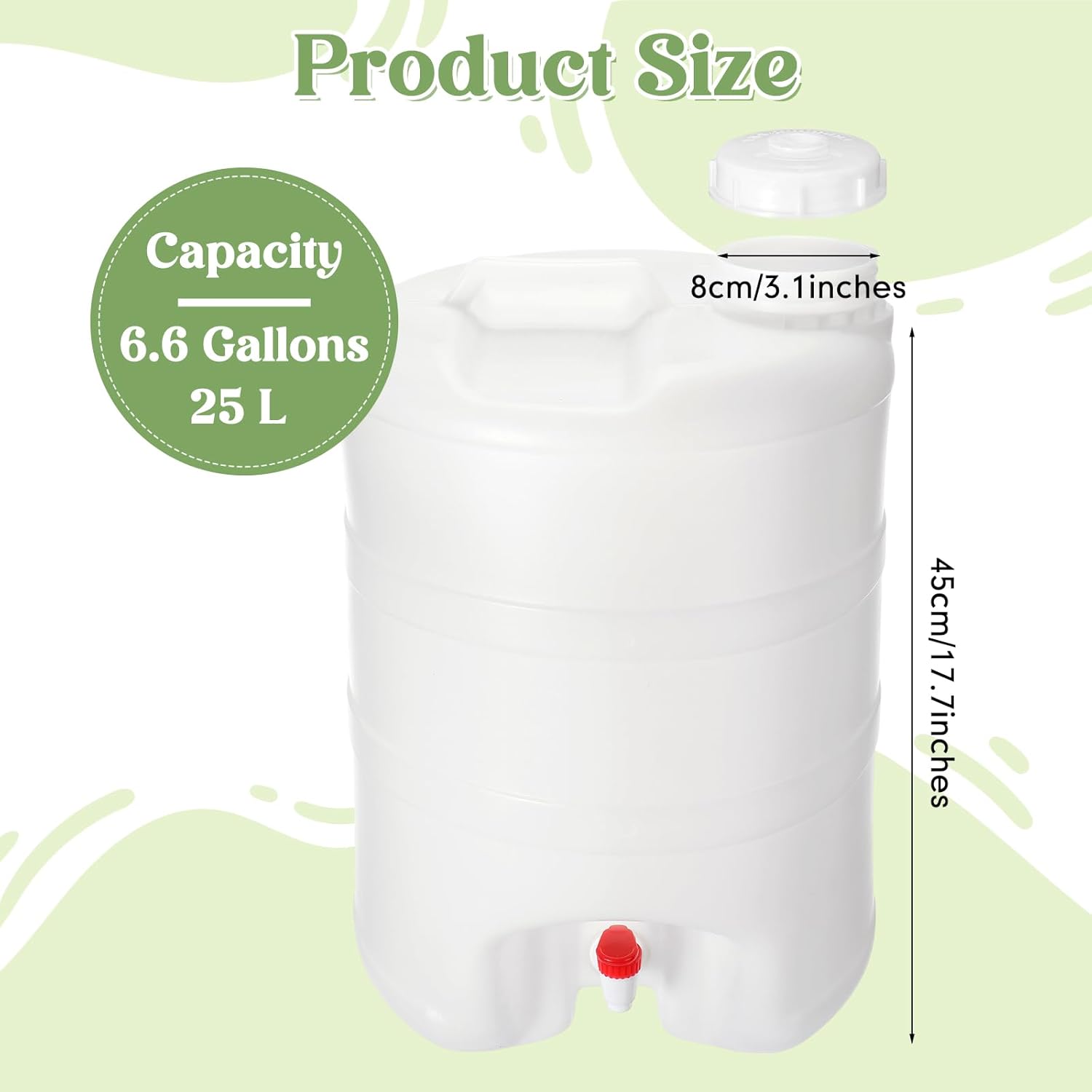 6.6 Gallon Drink Dispenser with Lid and Spout Large Plastic Beverage Container with Faucet for Juice, Water, Iced Tea, Aguas Frescas, Parties and Events