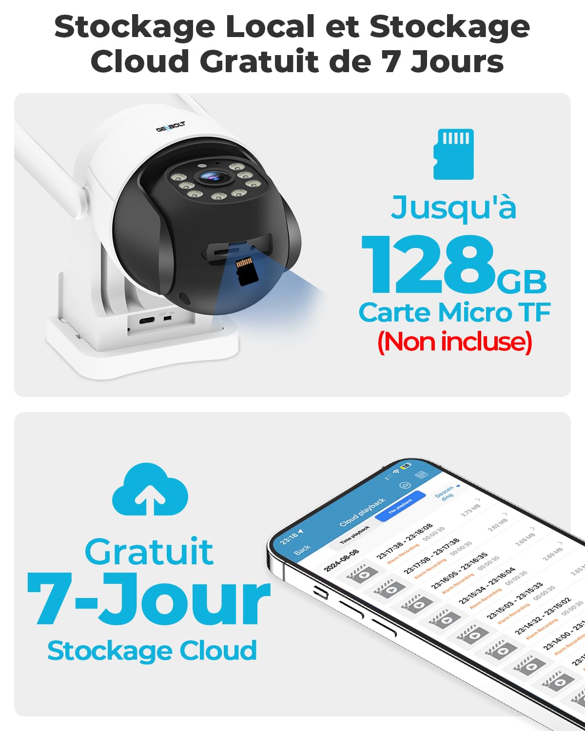 GENBOLT 4G LTE AOV Solaire Caméra De Surveillance Extérieur sans Fil