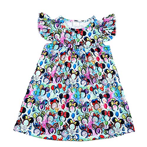 Girl White Mickey Boutique Flutter Dress Children Kids Summer Mouse Milksilk Clothes
