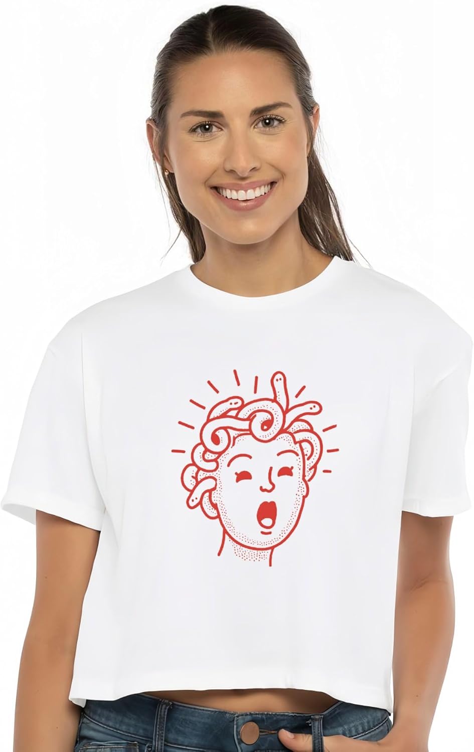 Womens Cotton Crop T Shirt Novelty Floral Print Short Sleeve Cropped Tees Summer Y2k Casual Basic Cotton Tops - Image 3