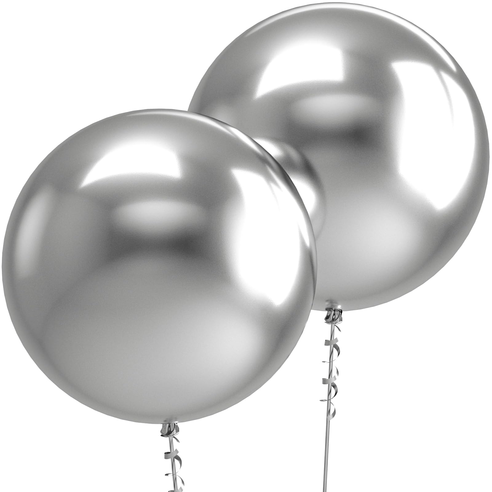 Bezente Pro Duralatex Metallic Silver Extra-Thick Balloons 12 Pack 24 inch
