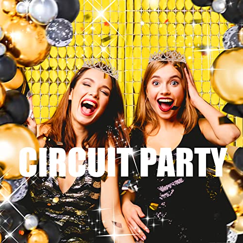 Image of PADELO Gold Shimmer Wall Backdrop, Square Backdrop Curtain, 2Pcs 3.3x6.6 Feet Gold Streamer Backdrop for Party Decorations