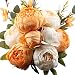 Leagel Fake Flowers Vintage Artificial Peony Silk Flowers Bouquet Wedding Home Decoration, Pack of 1 (New Orange)
