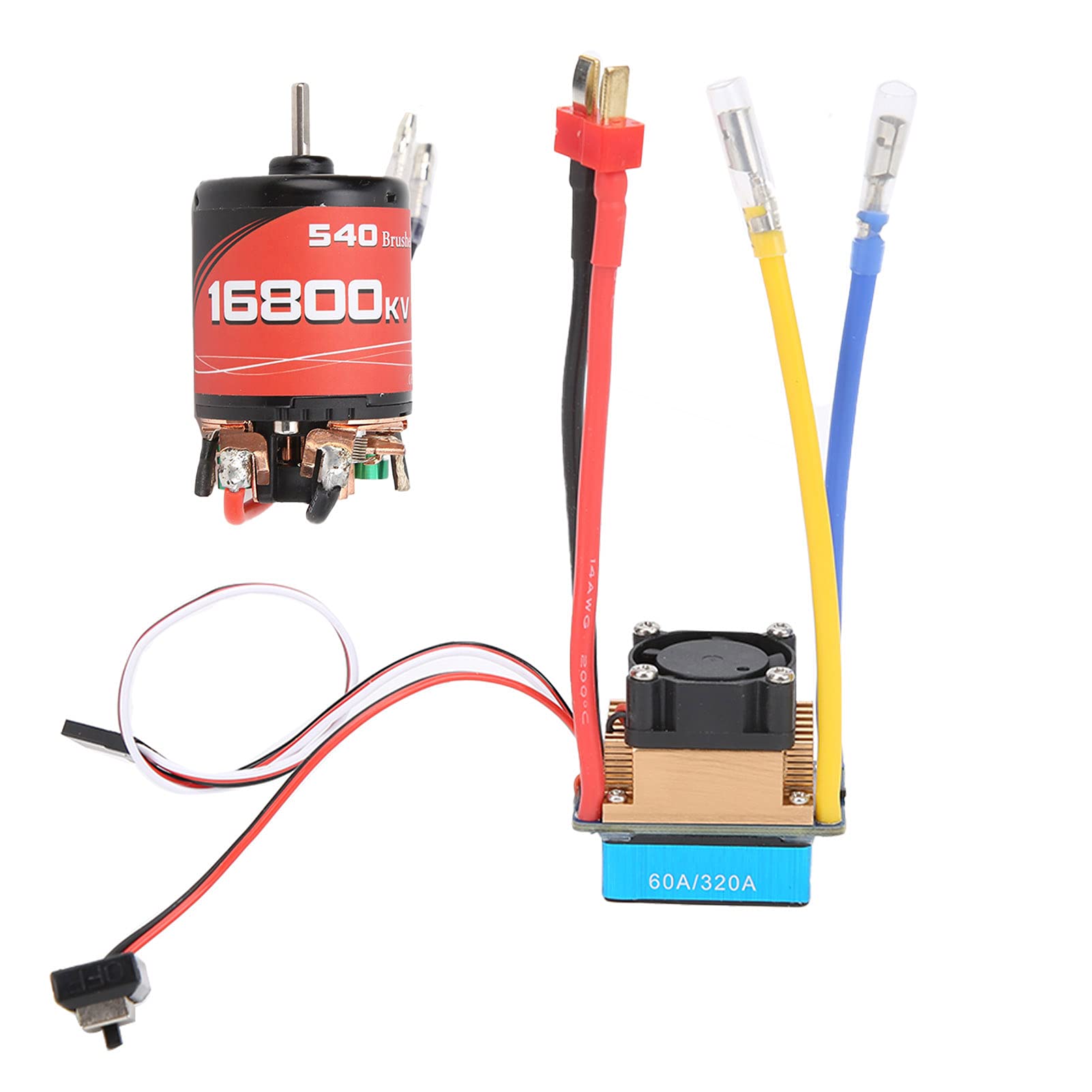 Waterproof 540 16800KV Motor with 60A Dual - Way Brushed ESC, Built - in Cooling Fan and Brake for 1/10 RC Car, Drift and Sports Vehicles
