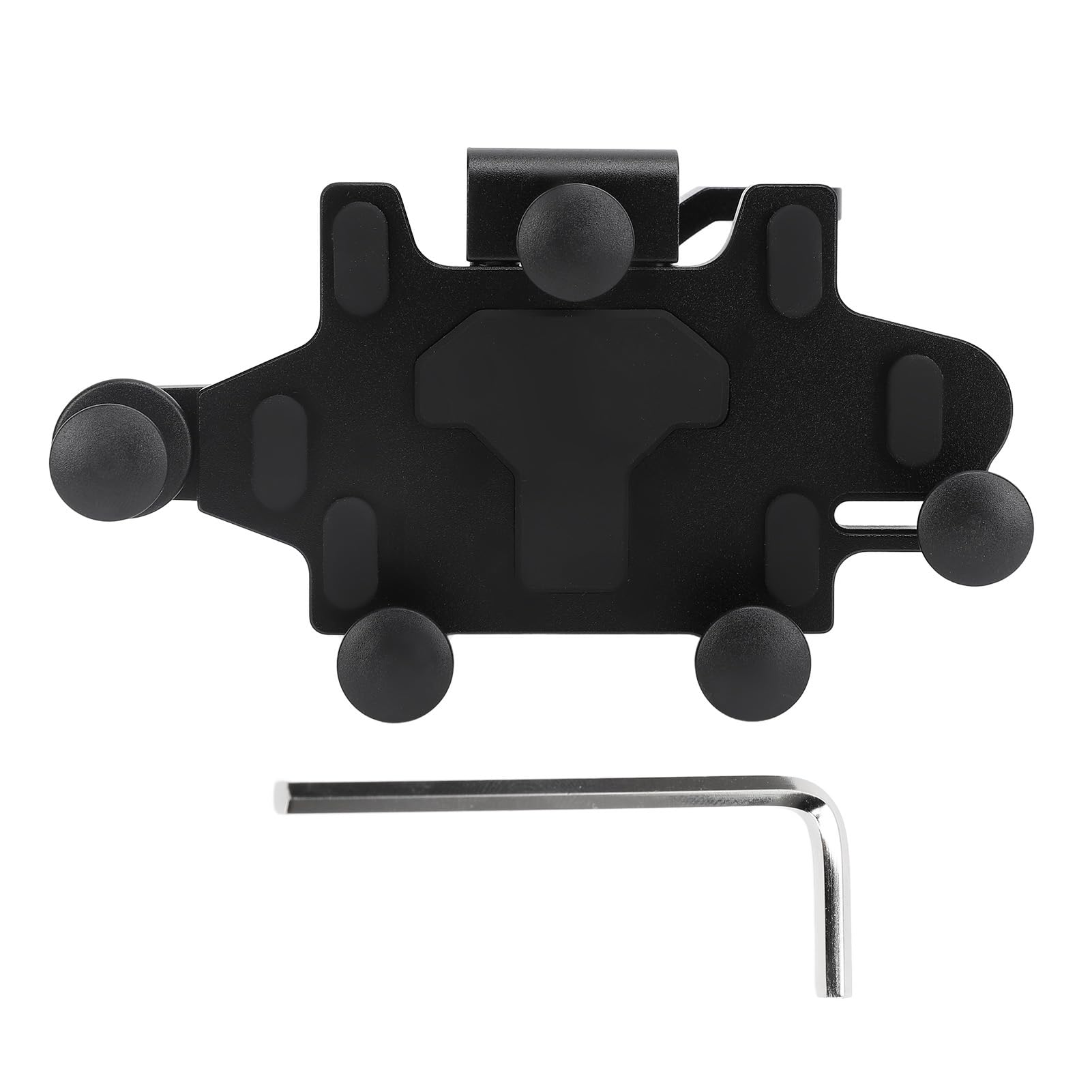 Uchwyt do telefonu na lusterko wsteczne motocykla ze stopu aluminium - Obrotowy 3D amortyzujący uchwyt na telefon komórkowy z 5 szczękami do jazdy po wyboistych drogach - Srebrne (Czarny)