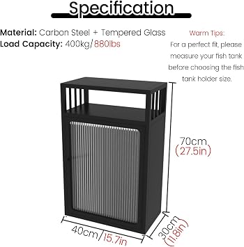 JYHHCYS 20 30 10 Gallon Fish Tank Stand, Space Saving Rustic Fish Tank Cabinet with Open Shelf, Sturdy Metal Aquarium Tank Stand Heavy Duty for Small Spaces(White,15.7x11.8in)