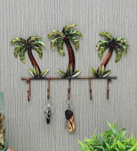 Image of Bharat Art Metal Iron Coco Tree Hook Decorative Wall Art /Wall Sculpture for Home, Living Room, Bedroom, Hotels, Office, Cafe etc. - Multicolor (18 x 3 x 12 Inch)