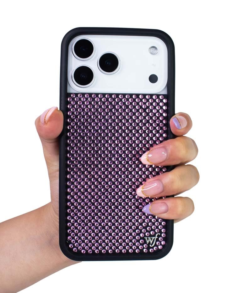 Image of Wildflower Cases - Compatible with iPhone 16 Pro Max | Protective Black Bumper, 6.5ft Drop Test Certified, Women Owned Small Business | Trendy Sparkle New Cute Diamond | Rhinestone Collection - Pink