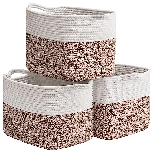 Image of Goodpick Woven Storage Basket Small Laundry Baskets for Bedroom, Cloth Storage Bins for Organizing, Rope Baskets for Toys, Blankets, Baby Gift Basket for Nursery, 13''x10''x9'', 3 Pack