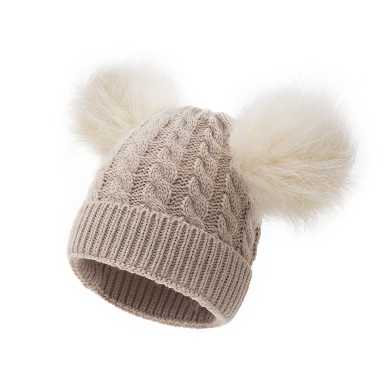 Zimowa Ciepła Czapka Maluch Czapka Zimowa Dziecięca Czapka Z Dzianiny Czapka Z Podszewką Futro Chłopcy Czapki Bawełniane Czapka Zimowa Dzieci/Beige/One Size