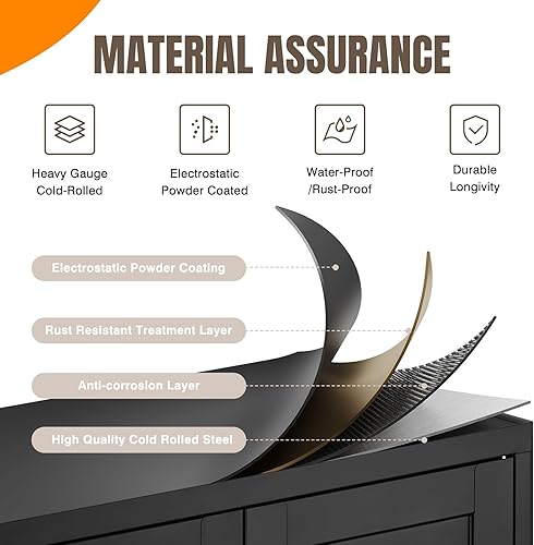 Miniatura 3 de Yizosh - Gabinete de almacenamiento de metal con 2 puertas y 4 estantes ajustables - Gabinete de almacenamiento de cocina de 71 pulgadas color Negro