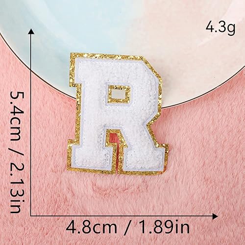 Miniatura 145 de 4 parches de letras de felpilla blanca, parches termo-adhesivas de 2.2", parches de letras de felpilla para ropa (M)