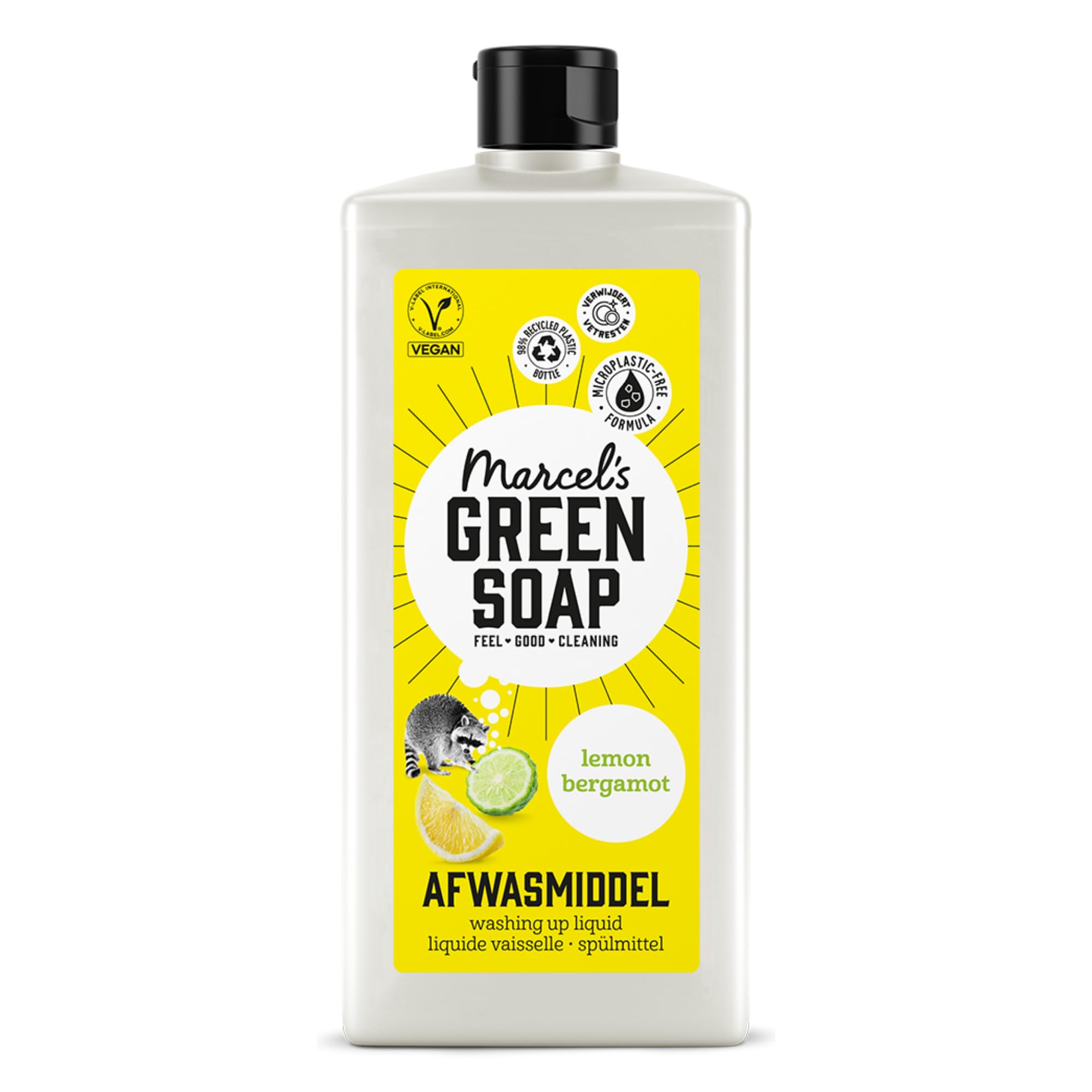Marcel's Green Soap - Washing up Liquid Lemon & Bergamot - Dishwashing Liquid - Hand dishwash - Vegan - Recycled Plastic Bottle - 500 ml