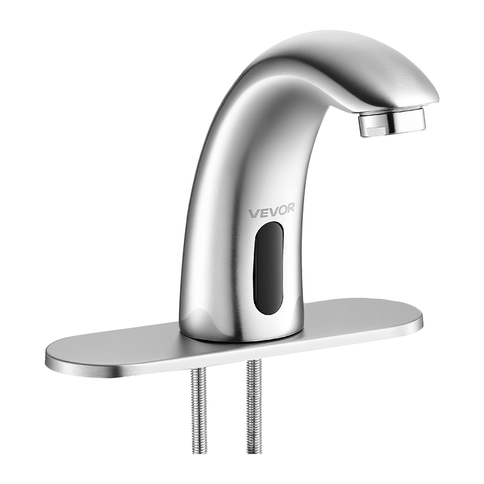 VEVOR Robinet Automatique sans Contact, Mitigeur Lavabo à Capteur de Mouvement, Mélangeur d’Eau Chaude et Froide Température Réglable, pour Tuyau 9,5 mm, Cuisine Salle de Bain, Nickel Argenté Brossé