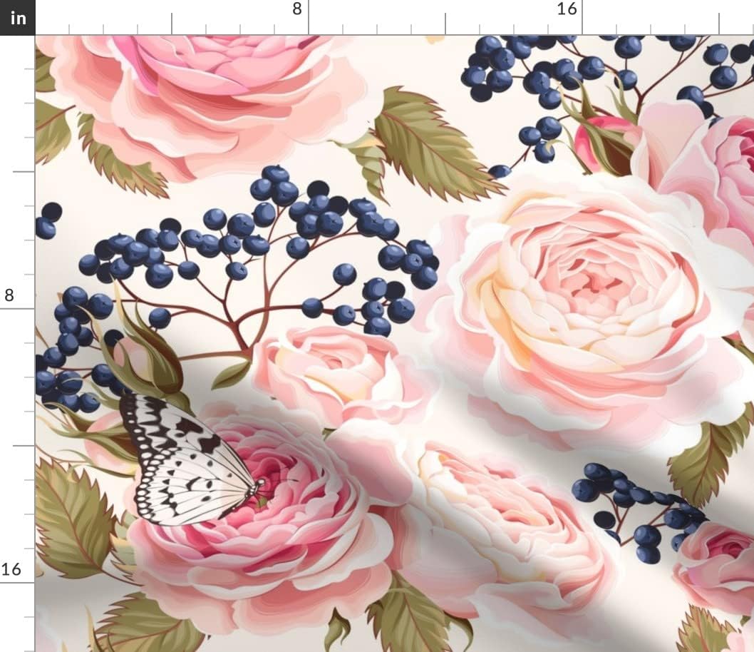 Spoonflower Fabric - Spring Garden Victorian Botanical Large Scale Chintz Flower Meadow Printed on Petal Signature Cotton Fabric by The Yard - Sewing Quilting Apparel Crafts Decor