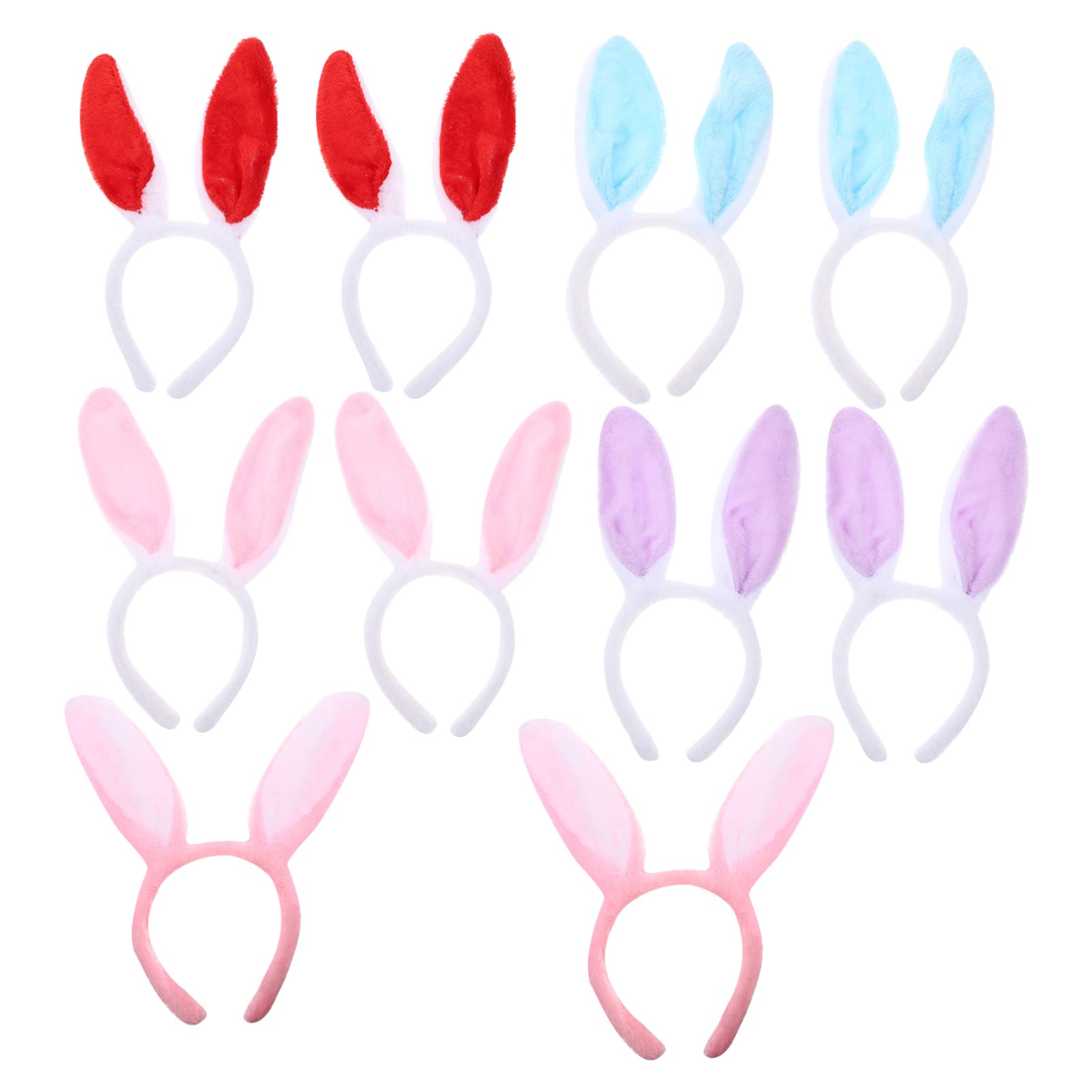 SOLUSTRE Bandeaux à Cheveux Mignons et Créatifs Oreilles de Lapin 10pcs en Peluche Accessoires Cheveux Doux Réglables pour Costume Fête de Noël