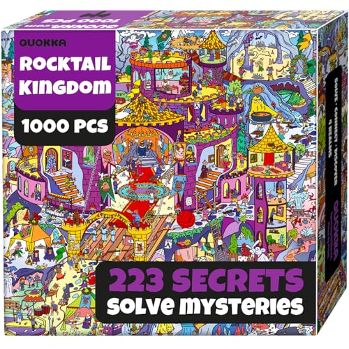 QUOKKA 1000 Piece Puzzle for Adults 223 Hidden Secrets Engaging Audio Story Snap-Tight Thick Pieces Collect All Four Adult Puzzles in Series To Build One Epic Mystery Realm - Rocktail Kingdom