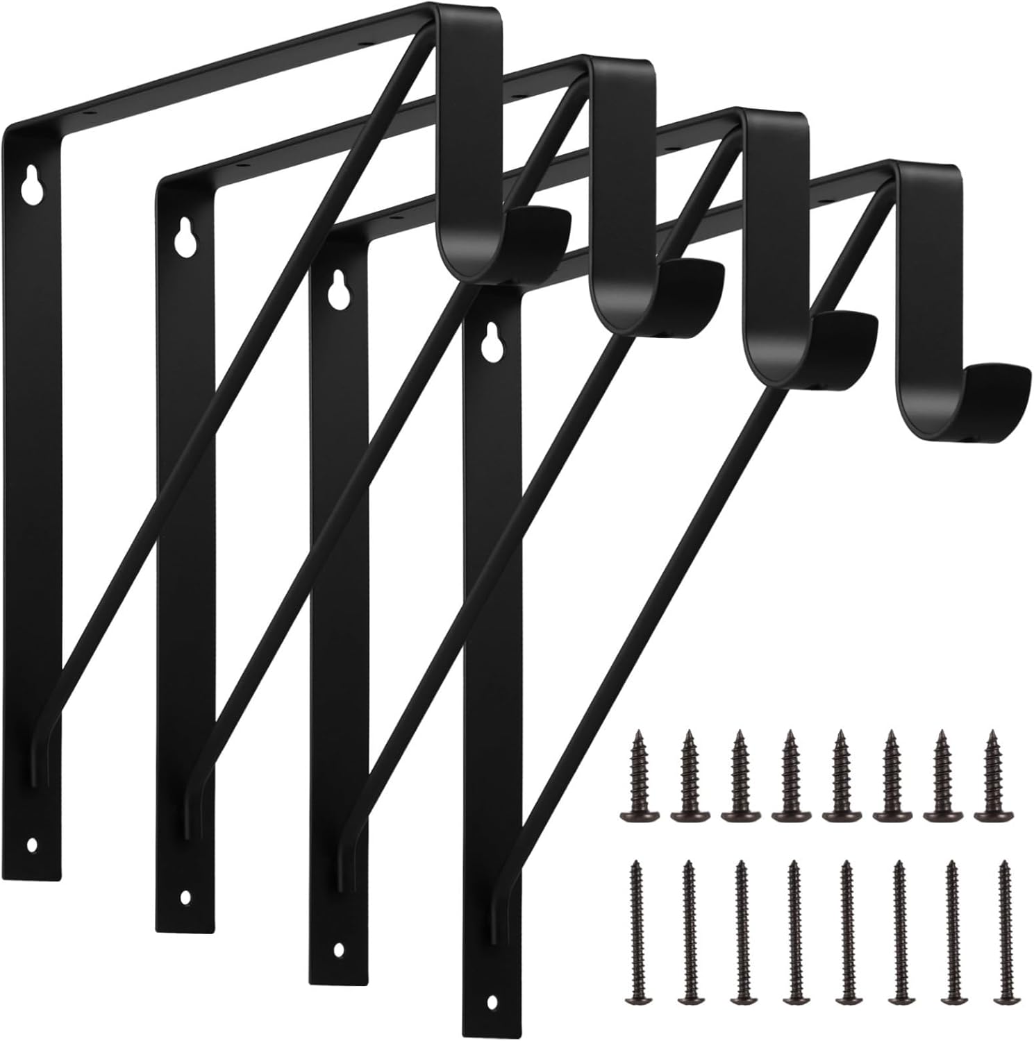 Generic Closet Shelf Hook Brackets Racks, Black 11 X 11 in Heavy Duty Closet Rod Brackets for Home and Closet Decor, 4 Pcs Wall Mount Closet Shelf and Rod Bracket Holders