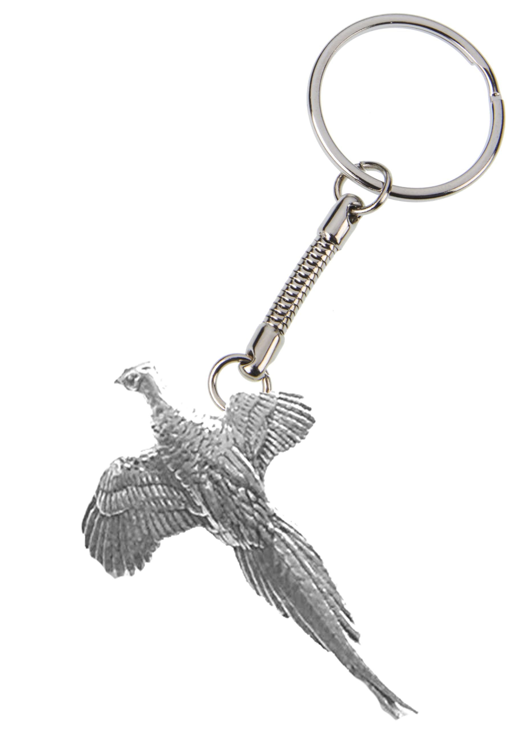 Prideindetails Silver Pheasant Pp-D Emblem Made Of Fine English Pewter On A Snake Keyring