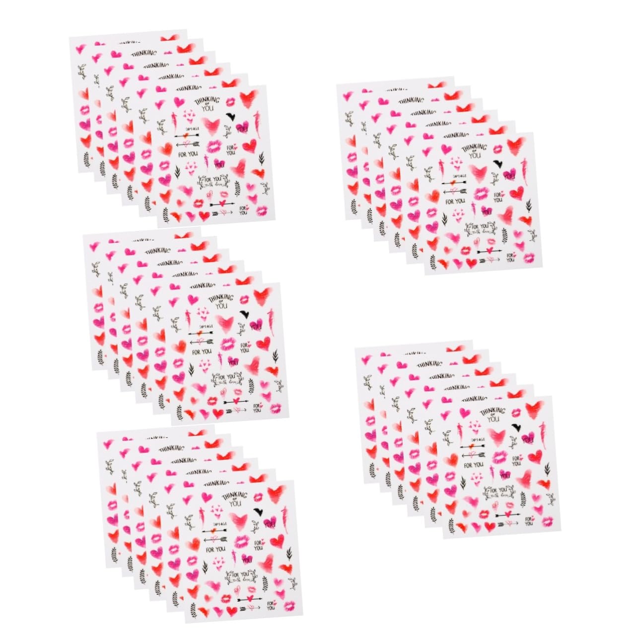 Didiseaon 5 Juegos Pegatinas De Uñas Transferencia De Uñas Pegatinas Clavos Palo Gel Cebador Esmalte De Ultravioleta De De Corazón Equipo Calcomanías Papel 6 Hojas * 5