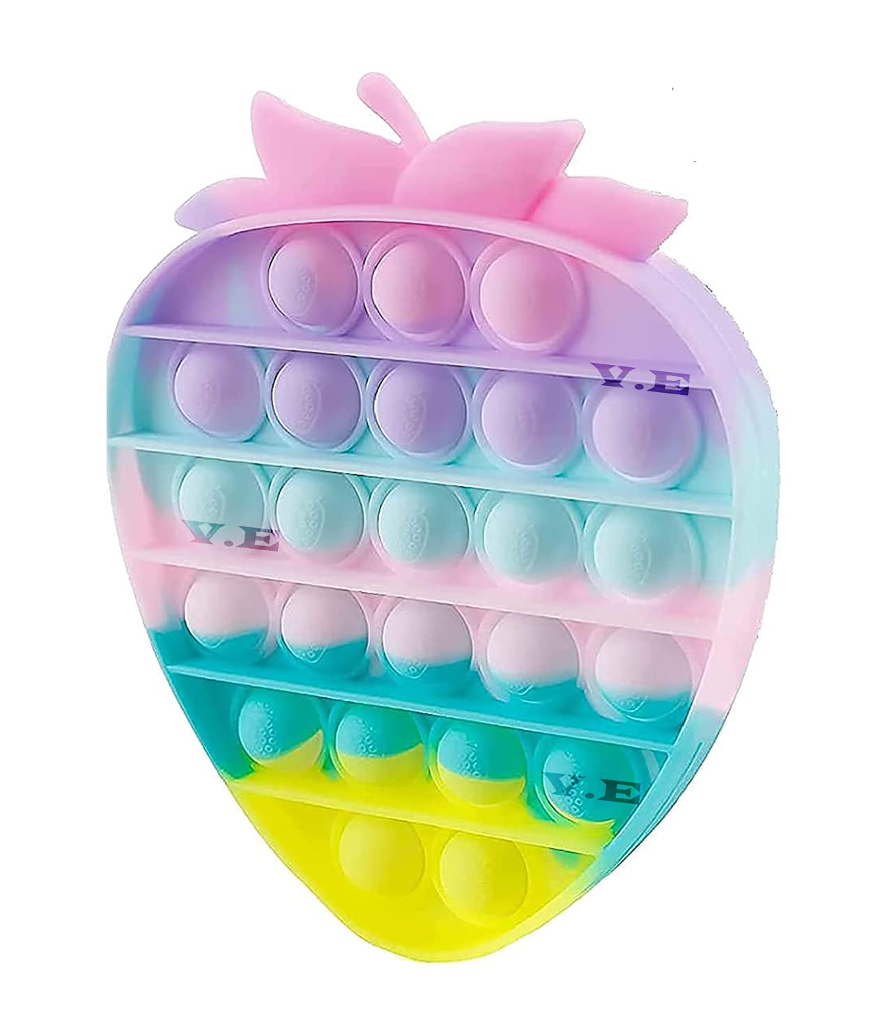 V.E Strawberry Rainbow Push Pop it Bubble Fidget Toy, Pop It Stress Relief and Anti-Anxiety Tools Sensory, Silicon Satisfying Relaxing Toys & Great Gift for Kids Girls Boys Teens and Adults.