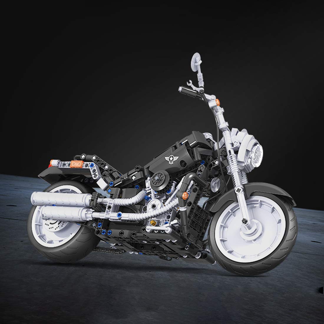 1/6スケールブラックモーターサイクルブリックDIYおもちゃモーター